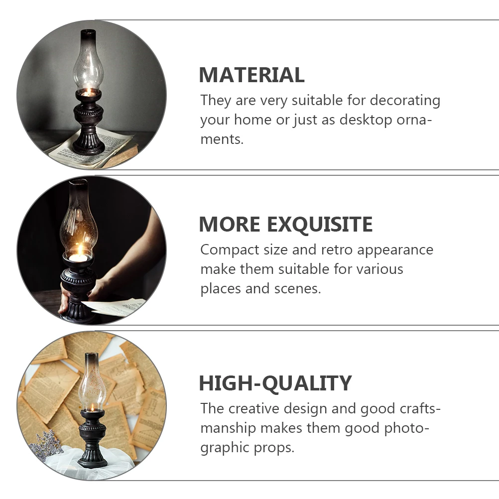 

Retro Oil Lamp Vintage Lamp Compact Size Resin Craft Desktop Decoration Home Ornament Party Centerpiece