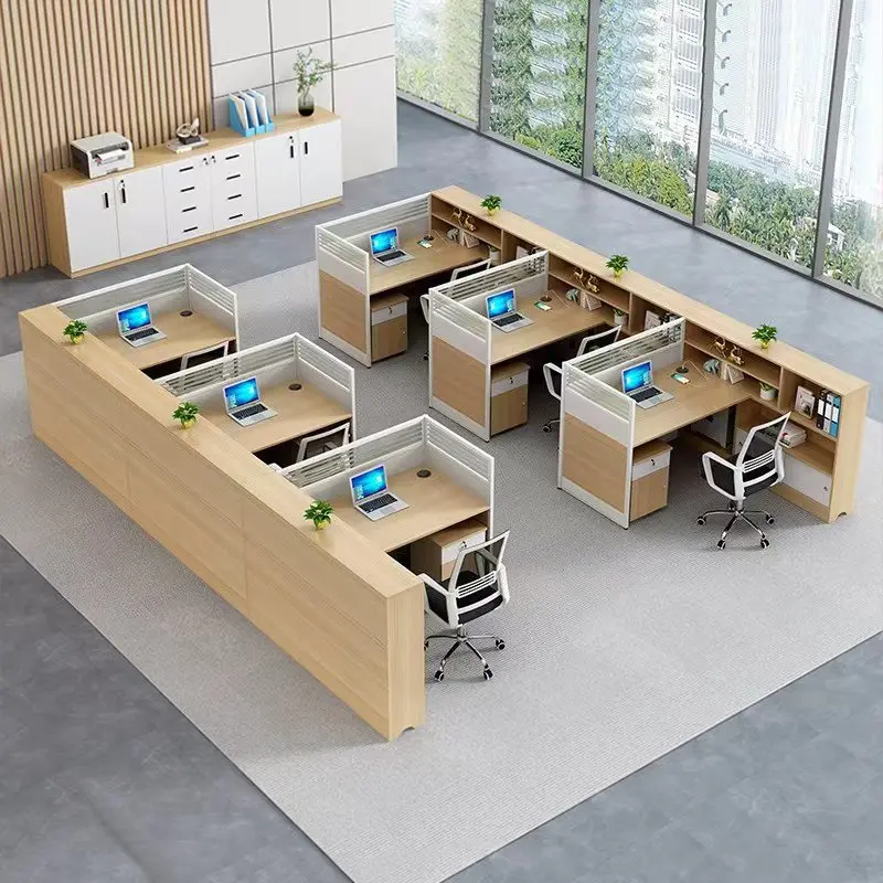 Office table and chair combination simple modern screen staff staff desk 4 person office card seat office desk