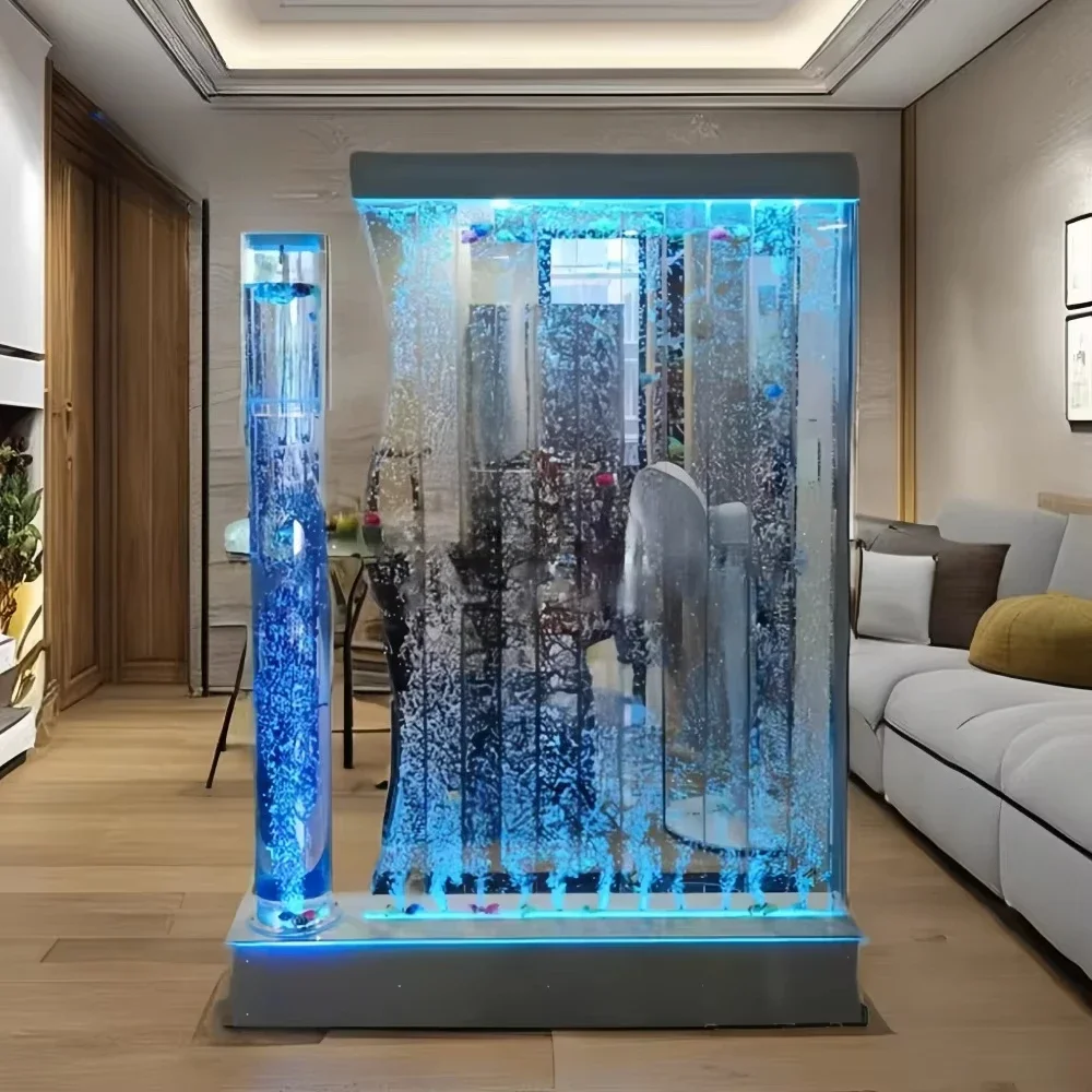 RGB Lightweight Acrylic Fountain Interior Decoration Dance Bubble Wall Room Baffle & Screen Movable and Floor Style Design