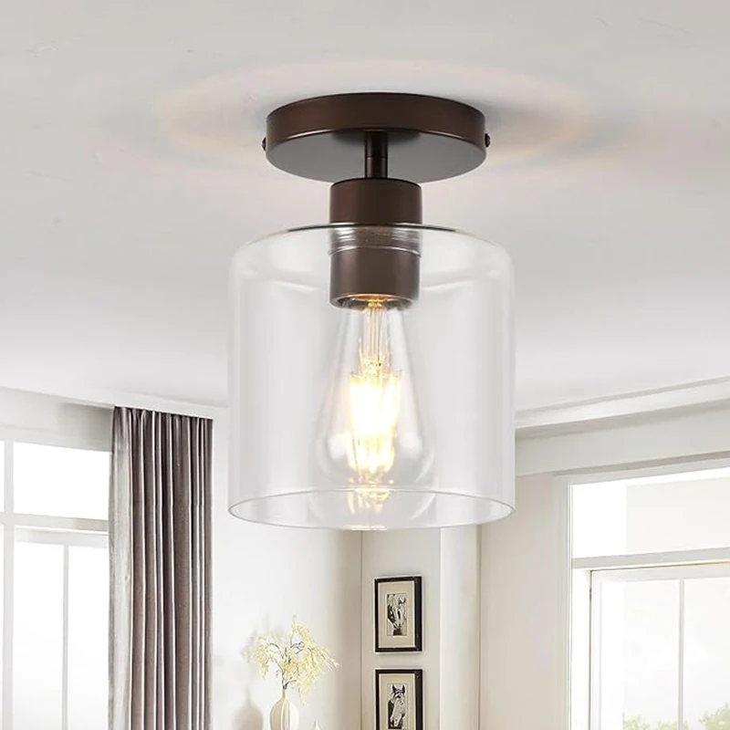 Oil Rubbed Bronze Ceiling Light Modern LED Glass Ceiling Lights Closet Hallway Entryway Indoor Hotel Living Room Decoration Lamp