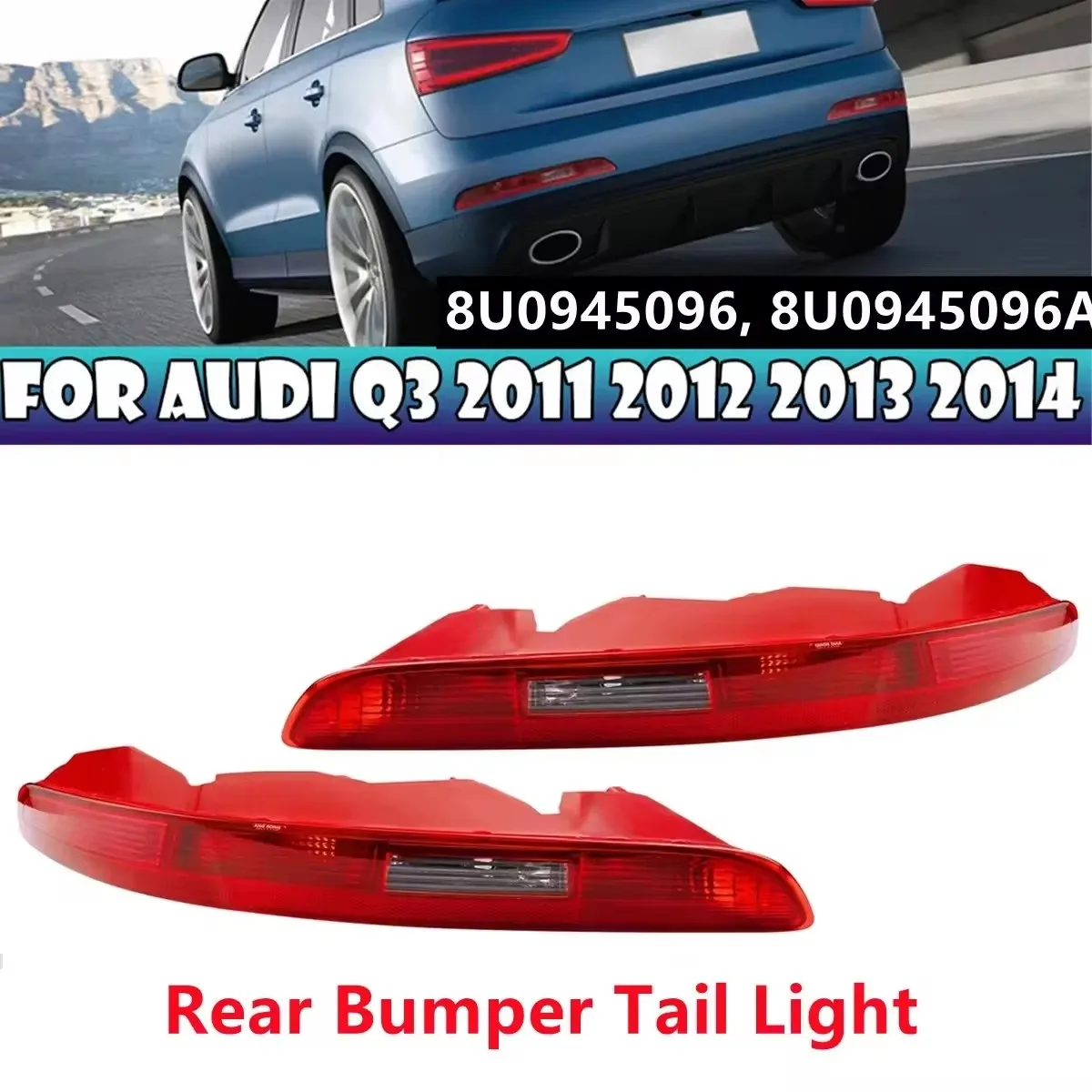 Car Rear Bumper Brake Light For Audi Q3 2011-2015 2016-2018 Tail Light Reverse Lamp With 4PCS Bulbs Car Red Stop Lamp