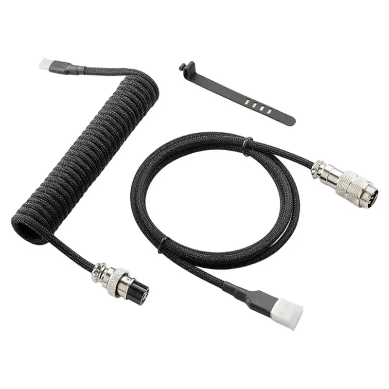 X64A-Premium Coiled USB C Cable For Gaming Keyboard