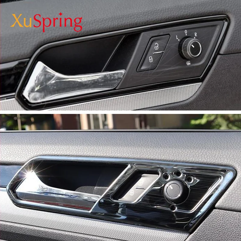 Car Inner Door Handle Handrail Frame Cover Trim Bezel Ring Stickers for VW Jetta MK6 2012 2013 2014 2015 2016 2017 2018