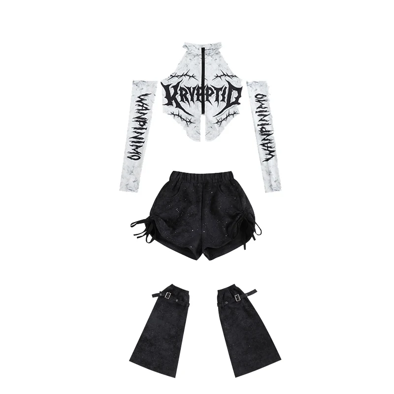 Trajes de baile de Jazz modernos 2025 para niñas, Tops plateados, pantalones sueltos, traje de práctica, ropa de calle, ropa de actuación de Hip Hop DQS19715