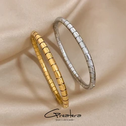 Greatera Creative Stainless Steel Snake Bone Bangles Bracelets for Women 18K Gold Plated Metal Bracelet Waterproof Jewelry 2023
