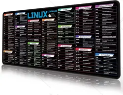 Linux File Commands Line Black Large Cheat Sheet Mousepad for File Transfer/Networking/Package Installation/Disk Usage/SSH login