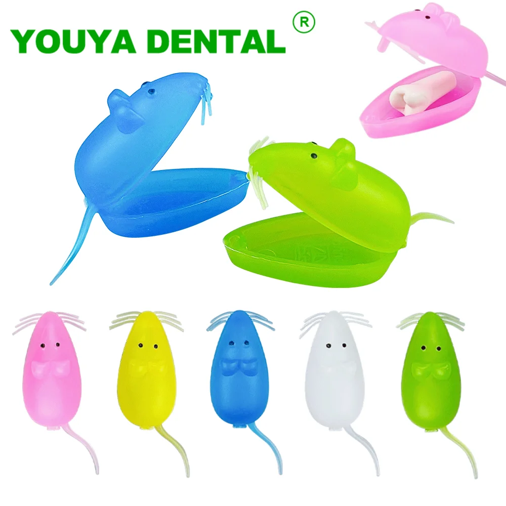 50pcs Baby Tooth Box Plastic Kids Milk Teeth Case Mouse Shape Save Collect Case Teeth Keepsake Holder First Tooth Newborn Gift