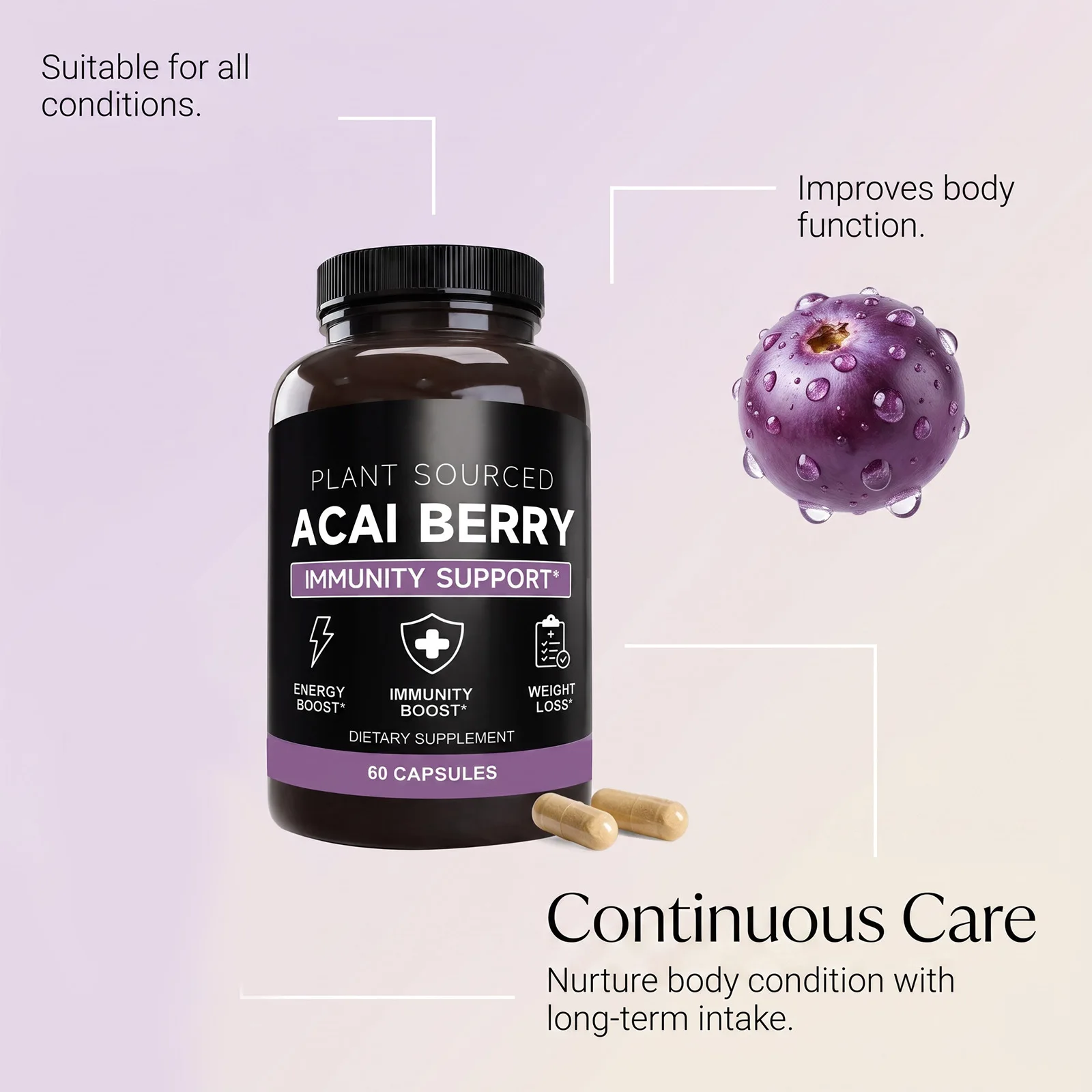 Natural Fruit Extract Revitalizing Capsules Vitamin C Vitamin D Antioxidant Immunity Support Energy Supplement Alleviate Fatigue