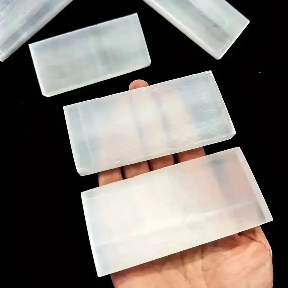Large Natural Selenite Crystal Slab Charging Plate, Flat Mineral Stone for Cleansing & Purifying Healing Energy
