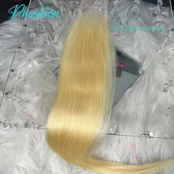 Phashion-Peluca de cabello humano brasileño Remy, pelo Real Hd Kim K 2x6 rubio con cierre de encaje suizo 613, Onda de cuerpo recto, parte profunda, transparente