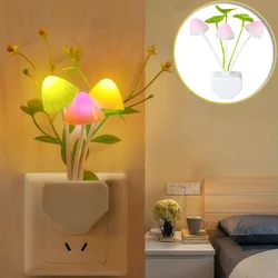 Led night light sensor 3 led colorido sonho flor cogumelo lâmpada novidade luz da noite quarto babyroom lâmpadas para crianças presentes