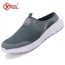 YRZL Casual Shoes Men Summer Half Shoes Slippers Slides Slip on Shoes Men Mesh Breathable Soft Comfortable Slippers for Men