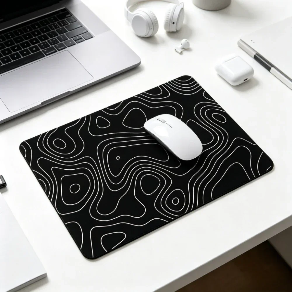 CIFBUY Contour Line Mouse Pad,Topographic Map Pattern Small Gaming Mousepad,Non Slip Rubber Base Desk Mat
