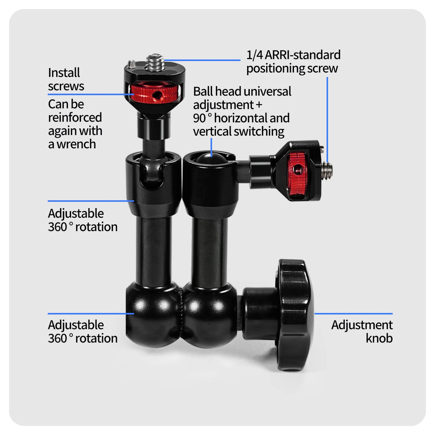 Motorrad-Lenkerhalterung C-Klemme Kamerahalterung Reibungsarm für Insta360 X5 DJI Osmo Action POV-Erweiterung – Detail 24