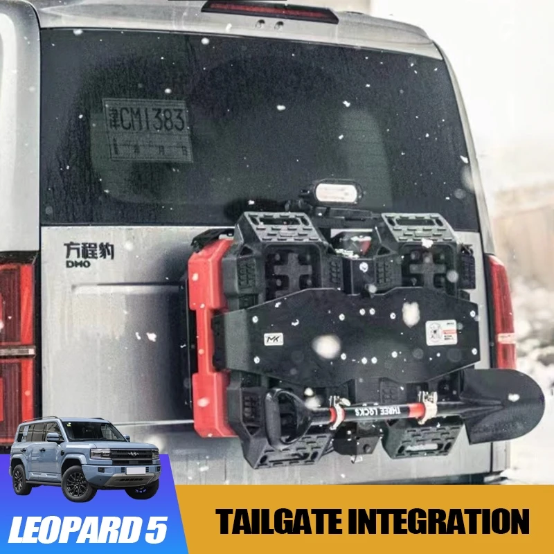 Car Tailgate Integration for BYD Leopard 5 Meika MK Spare Tire Mount Multi-Functional Off-Road Rack No-Drill Installation