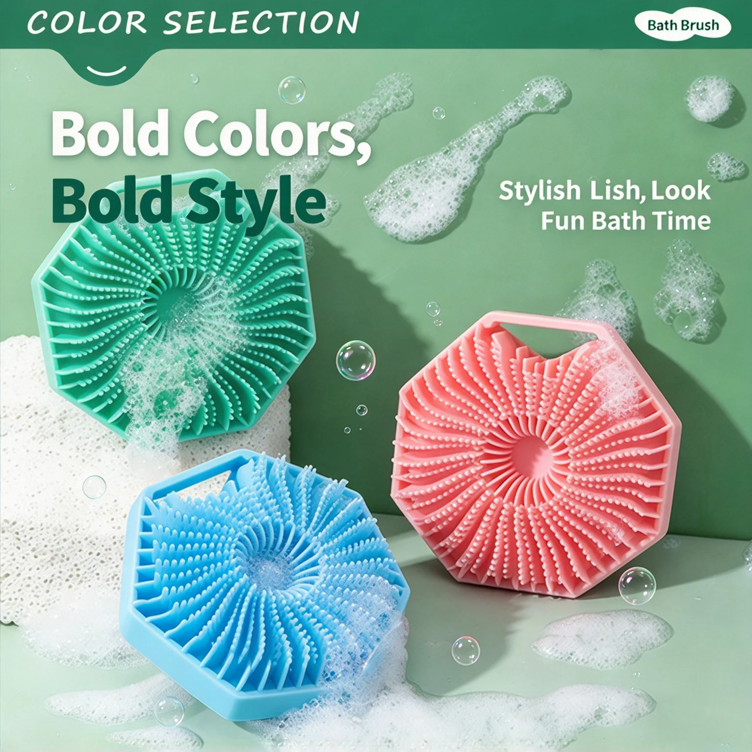 1pc Handheld Silicone Bath Brush, Gentle Exfoliating Shower Scrubber Hanging Storage Design for Deep Skin Cleaning