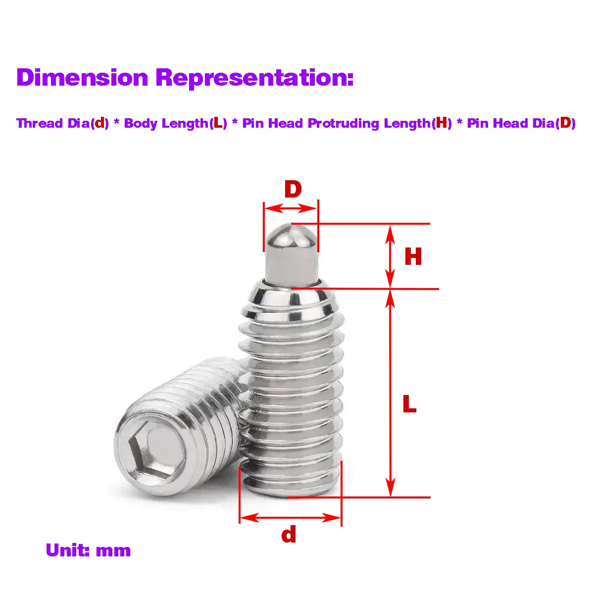 304Stainless Steel Column Head Wave Bead Positioning Screw Spring Expansion Pin M3M4M5M6M8M10M12