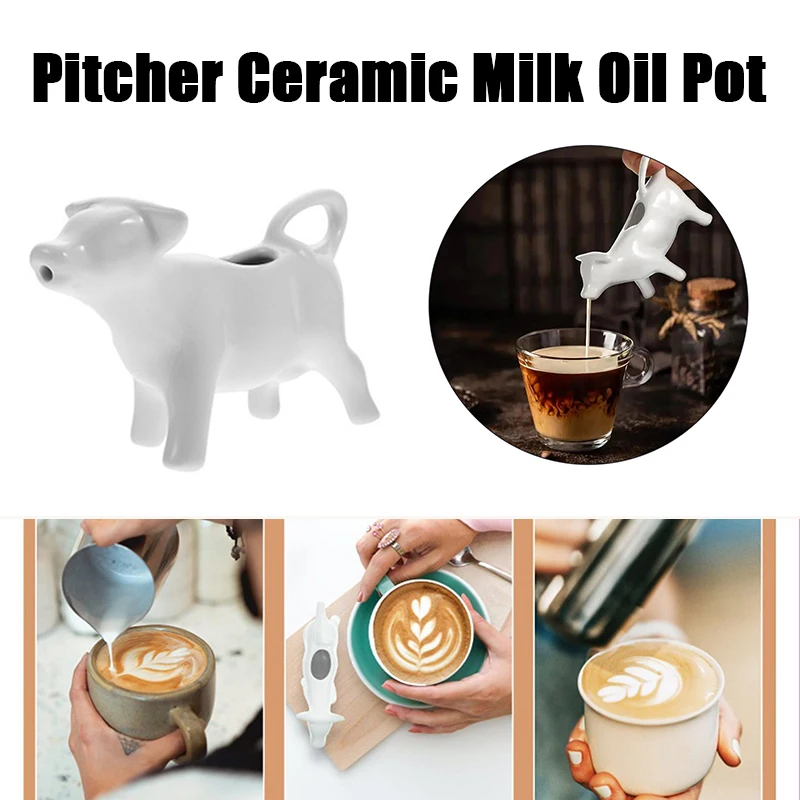 1PCS Pitcher Melk Creamer Keramische Kruik Koe Koffiekopje Saus Jus Dispenser Schenker Opschuimen Mini Container Serveerboot Frother