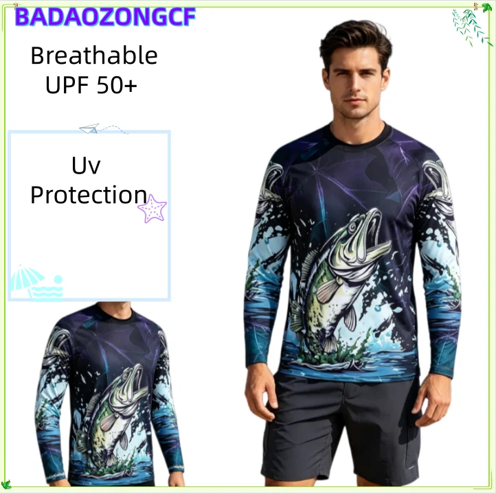 Fishing Performance Shirts Men's Long Sleeve Uv Protection Clothing Summer Breathable UPF 50+ Fishing Wear Camisa De Pesca