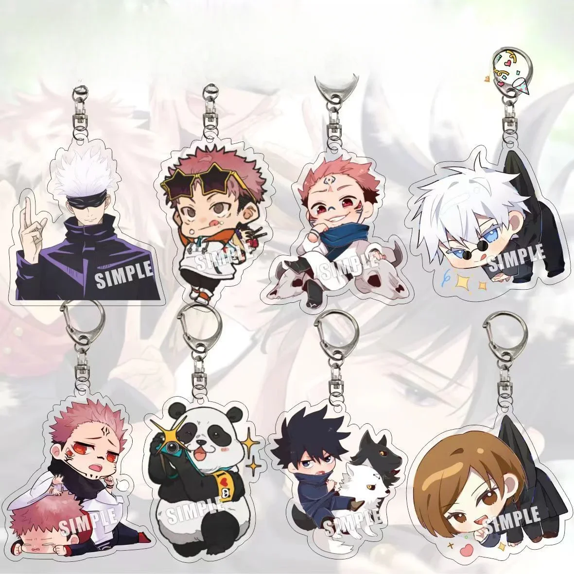 Satoru Gojo Itadori Yuji Fushiguro Megumi Zenin Maki Anime Figure Key Ring Kawaii Pendant Key Chain Model Plate Student Gifts