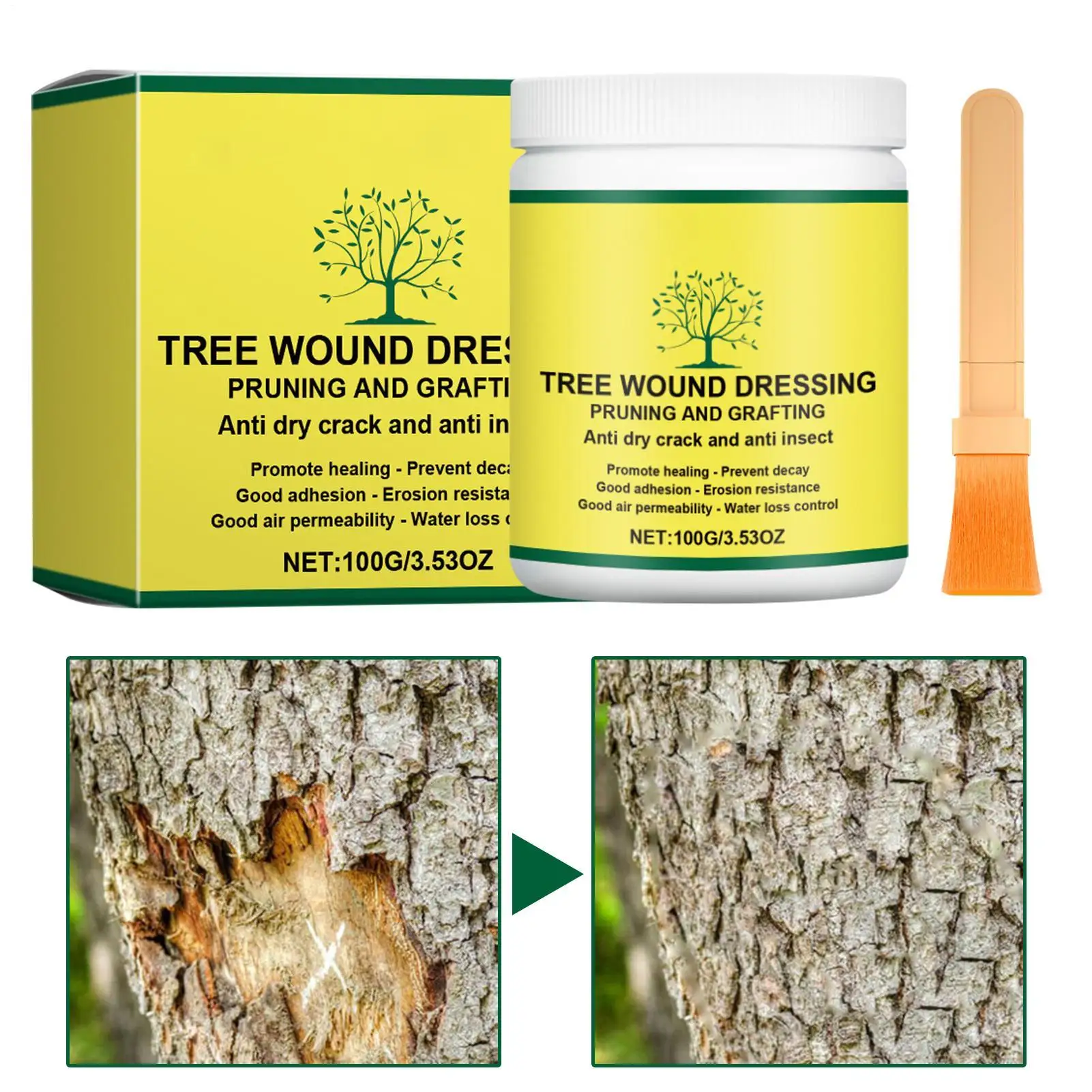 100g Tree Wound Dressing Cutting Paste Grafting Wax Plant Filling Agent for Winter Protection Maintenance Wood Fruit Outdoor