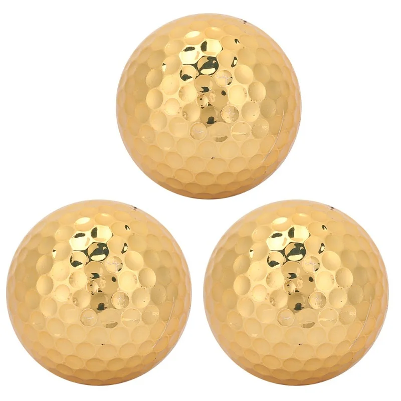 

3Pcs Gold Rubber Golf Balls Outdoor Exercise Sports Equipment