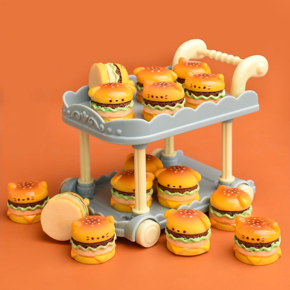 50 Uds. De cabujones de resina Mini gato, perro, hamburguesa, álbum de recortes para decoración de teléfono, artesanía, joyería DIY, accesorios para casa de muñecas