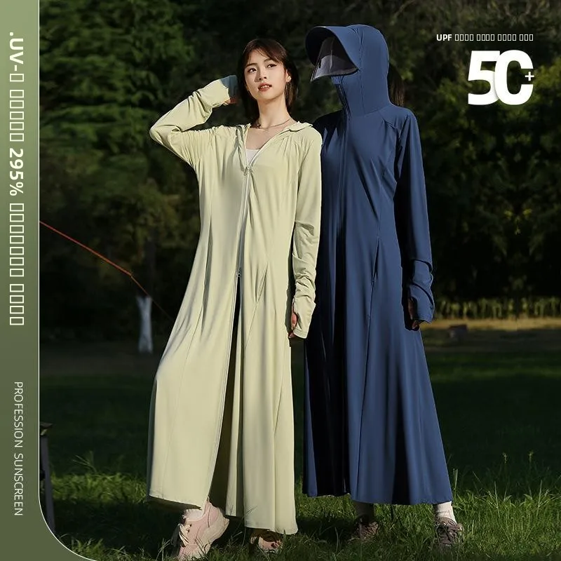 新しい-yun-ge-zhi-女性用ロング日焼け止め服夏の-uv-保護全身黒接着剤キャップスリーブポリエステル繊維