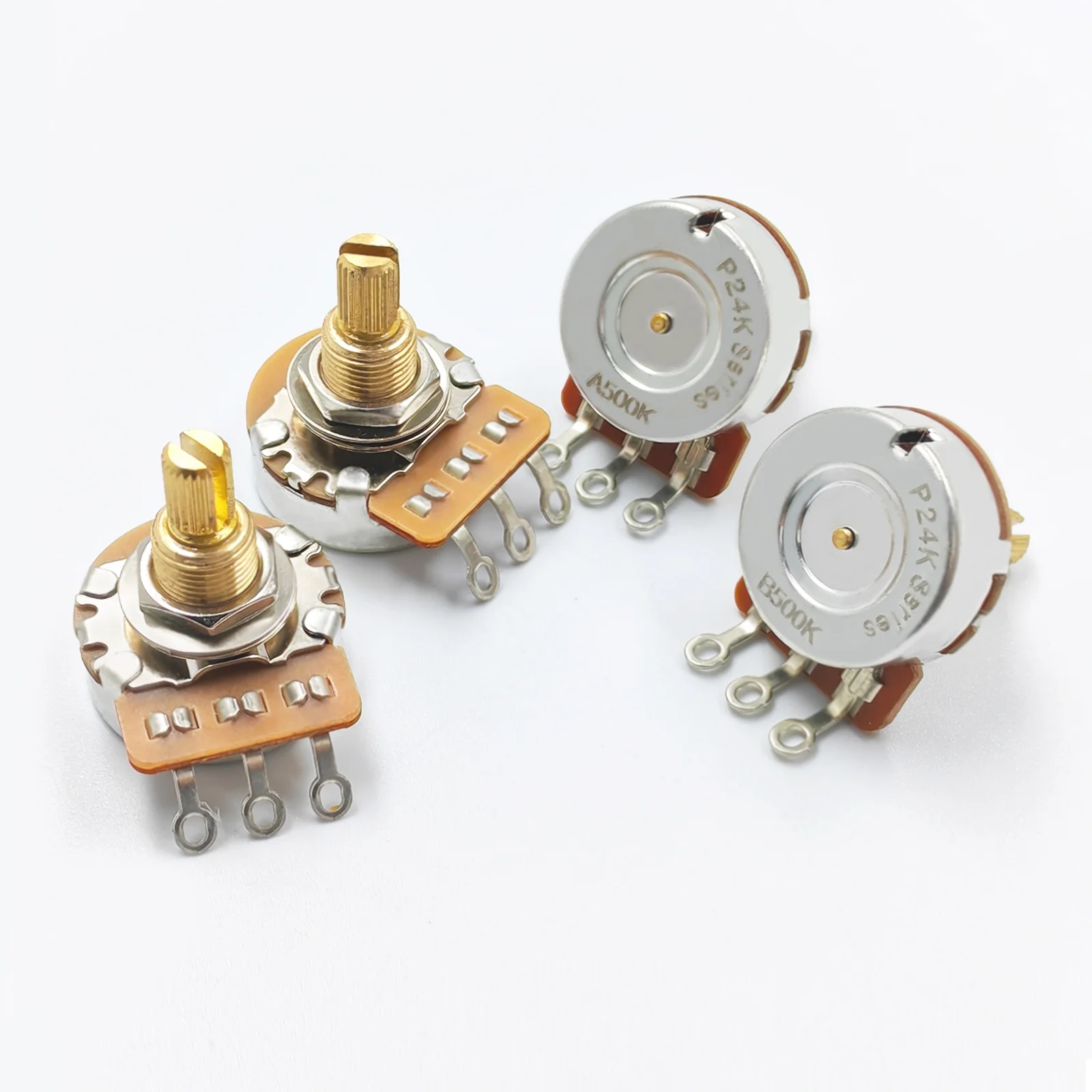 PHRILAM 24 teeth brassGuitar Potentiometer 3/8” Threaded Shaft Potentiometer 250k/500k Optional, 2 Piece Set