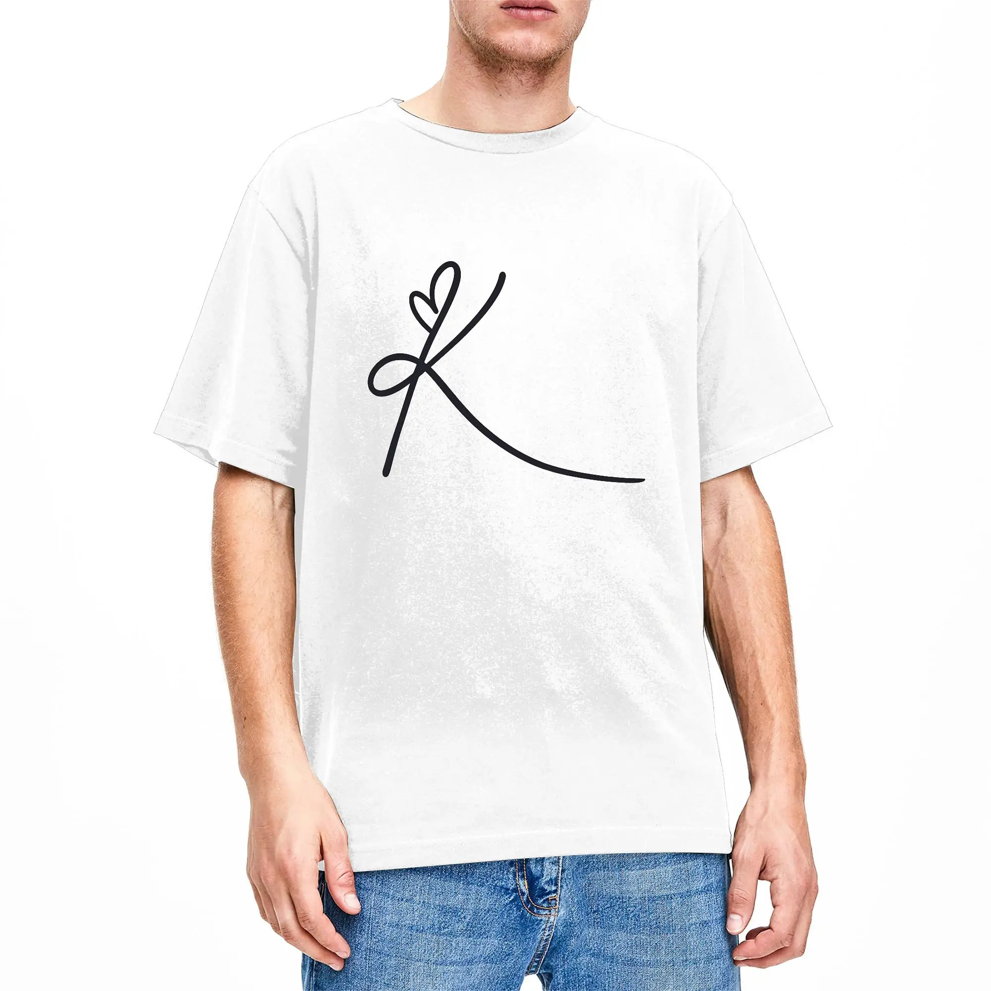 Kay Lovely Symbol Design T-Shirt Summer  Hip Hop T-Shirts Men 100% Cotton O Neck Oversized Tees Short-Sleeved Vintage Tshirt