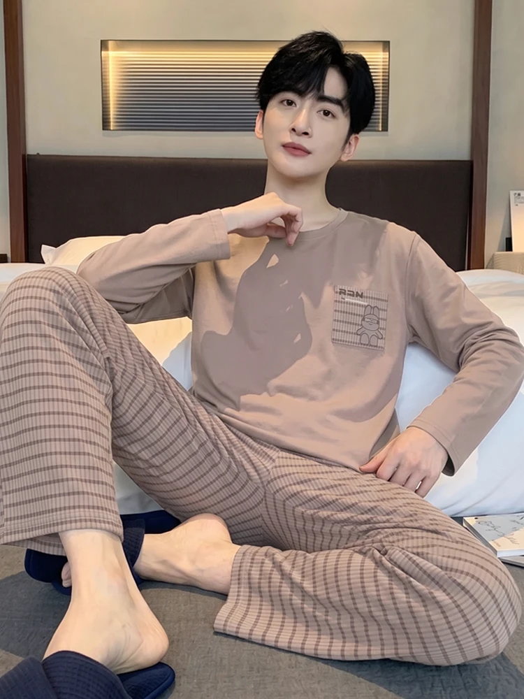 pigiama-da-uomo-in-cotone-puro-e-lycra-maniche-lunghe-leggero-ampio-taglie-grandi-set-abbigliamento-da-casa-morbido-e-confortevole