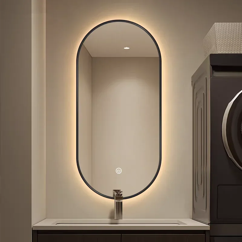 

Modern Oval Wall Mounted Smart Mirror Touch Screen & Defogger Backlit Led Lights Around the Edge Bath LED Mirrors