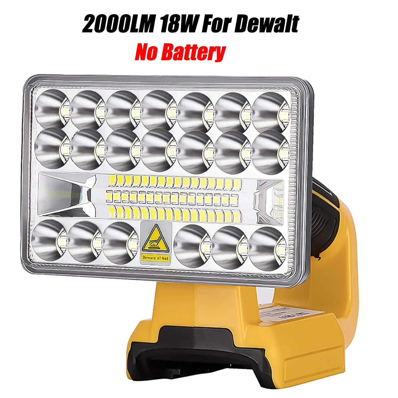 

18W 2000LM LED Work Light Portable Outdoor Camping Light Rechargeable Lamps Flashlight for Dewalt 18V Li-ion Battery