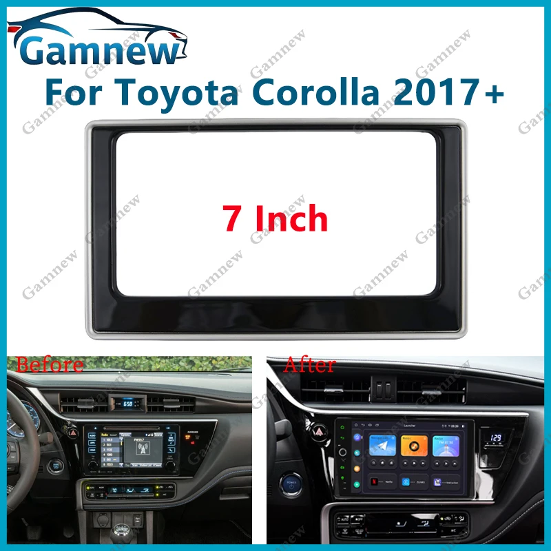 Panel de Radio Fascia para coche 2DIN de 7 pulgadas para Toyota Corolla 2017 + Kit de marco instalar placa frontal de Facia