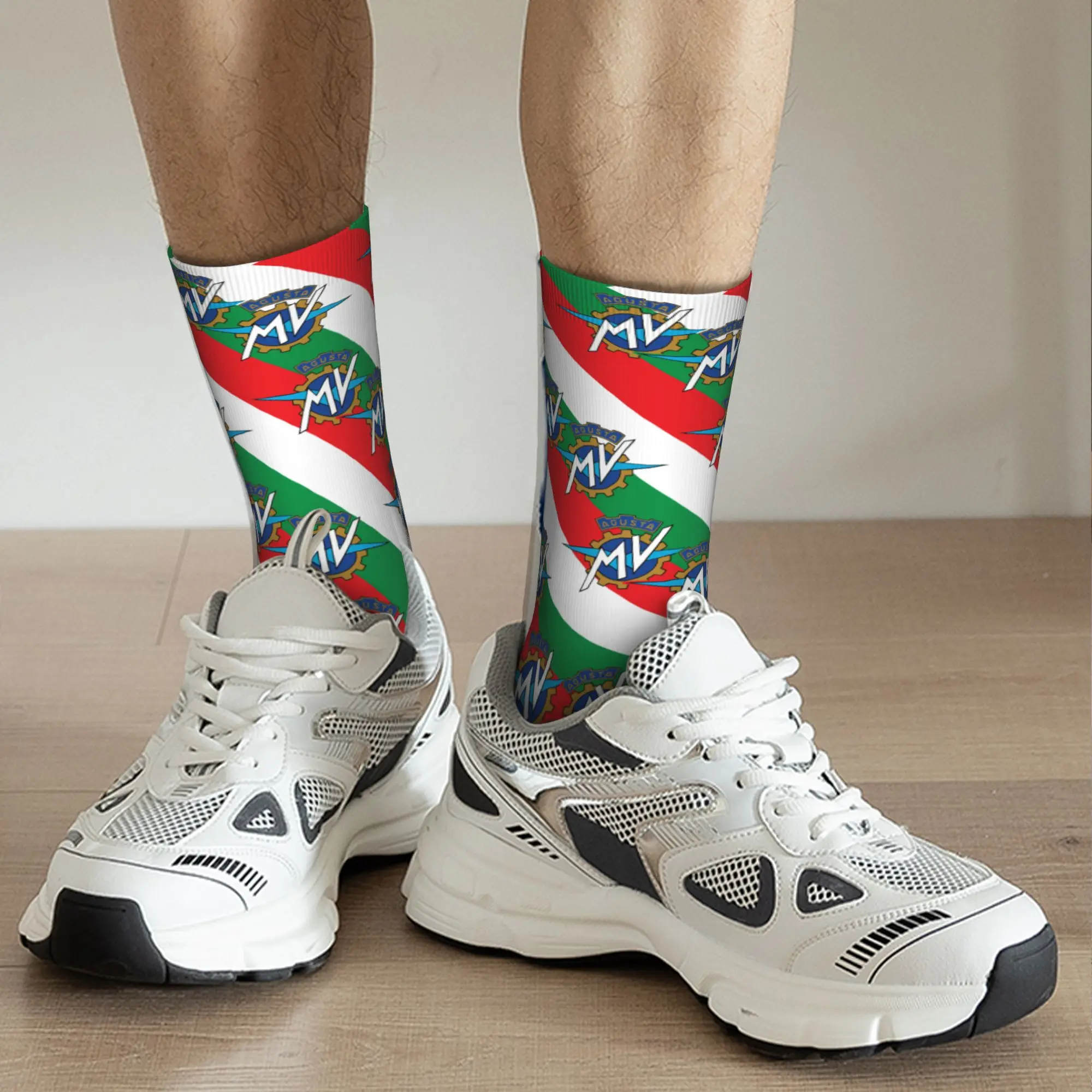 Custom Italy Flag M-Mvs Mens Crew Socks Unisex Fun  Spring Summer Autumn Winter Dress Socks