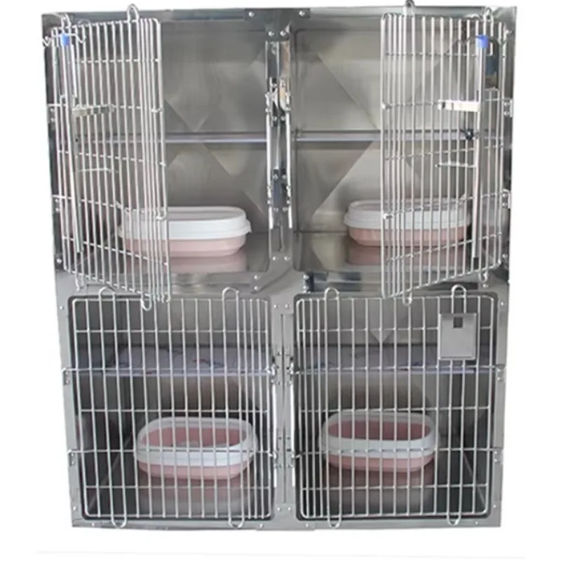 High Quality Sus304 Stainless Steel Four-Compartment Cat Enclosure: Multi-Cat Housing Solution for Pet Supplies