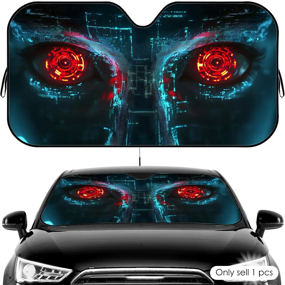 Robot Scan Eyes Sun Visor Foldable Universal Car Windshield Sun Shade UV Protection Heat Insulation Foldable Cover