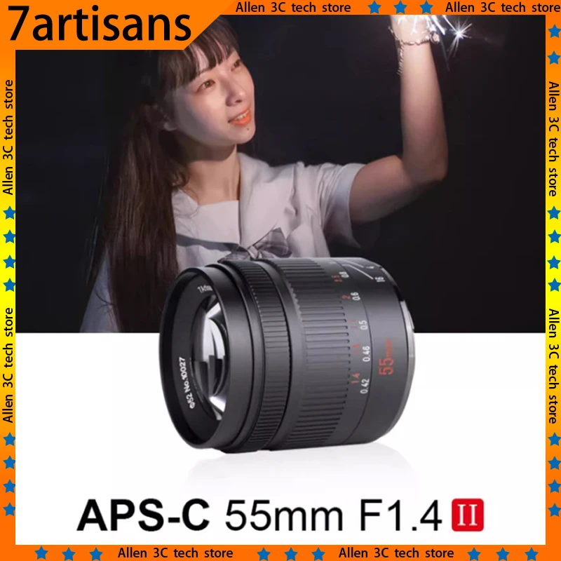 Original 7artisans 55mm F1.4 II APS-C Camera Lens Manual MF Custom Large Aperture Prime Lens For Sony Canon Fuji Nikon