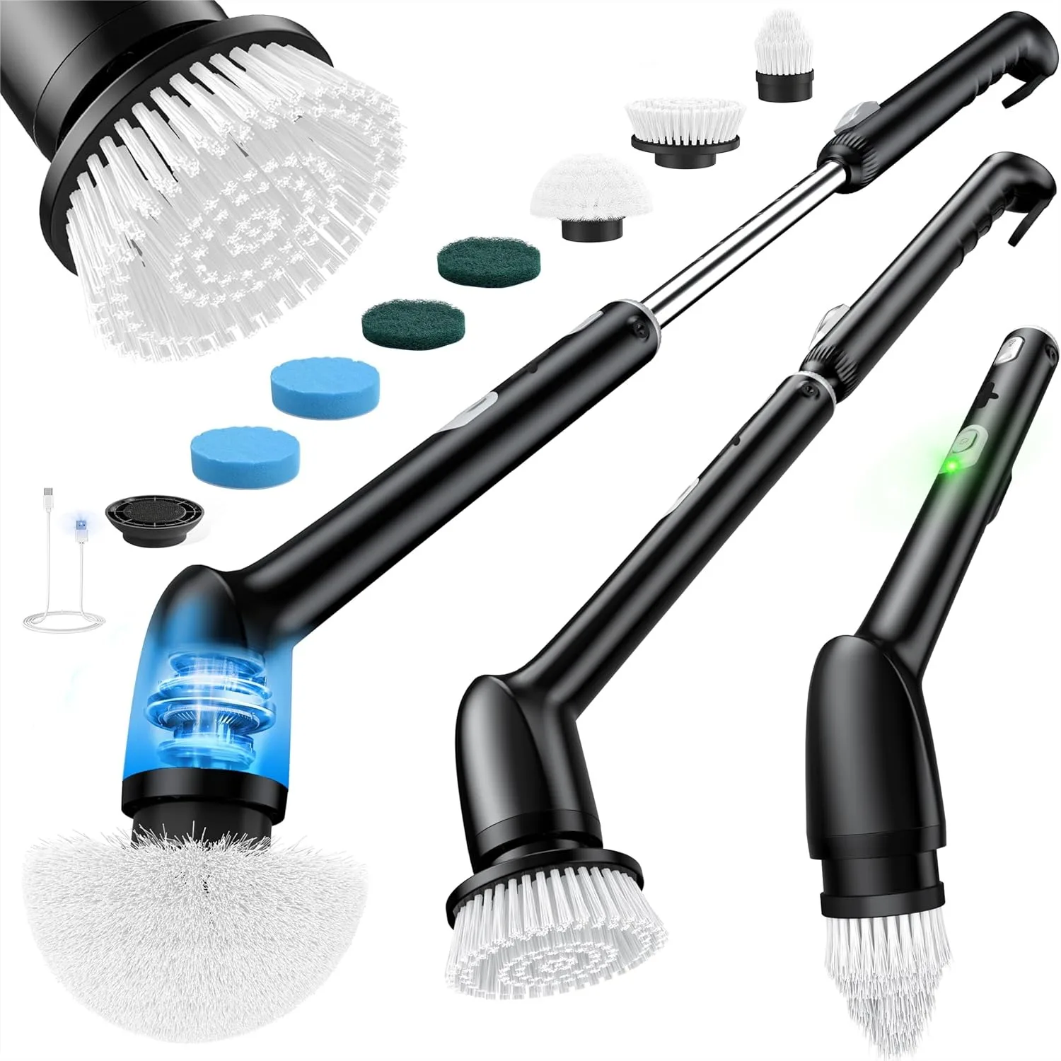 

Electric Spin Scrubber, IPX7 Waterproof Bathroom Cleaner Brush with Long Handle & 2 Speeds, Lightweight Cleaning Tool for Tub