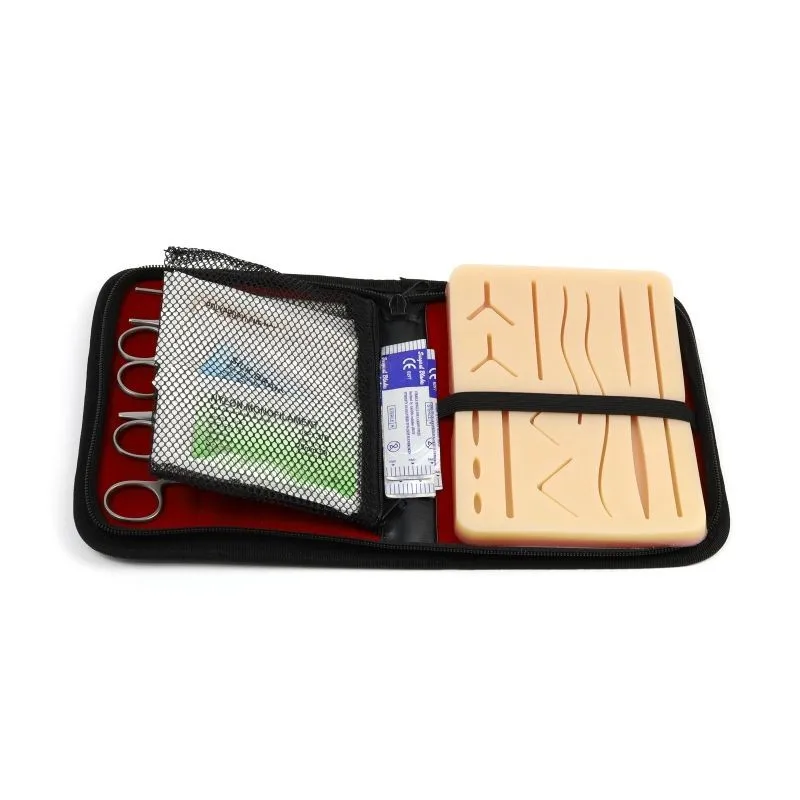 Surgical suture training exercise kit for medical students with suture pads and suture training instruments