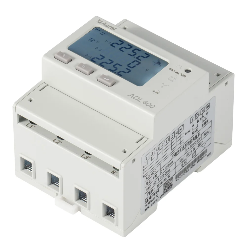 Acrel Adl400 Mid 3 Fase Meter Rs485 Modbus-Rtu 35Mm Din Rail Lcd-Scherm Met 4 Tarieven Optioneel Voor Ac Power Monitor