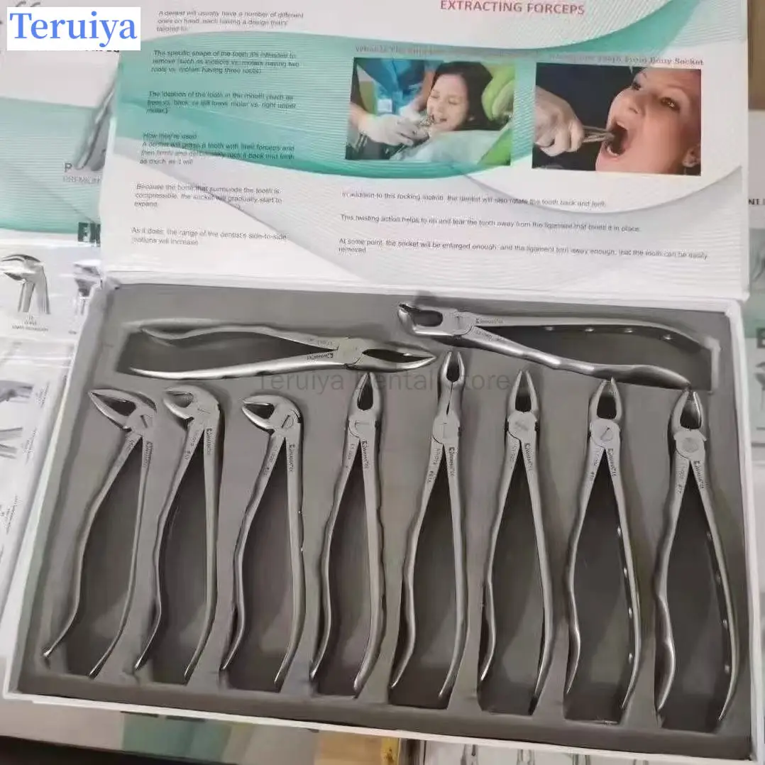 Universal Dental Extraction Forceps Set - 7pcs Kids + 10pcs Adult Minimally Invasive Tooth Extraction Kit