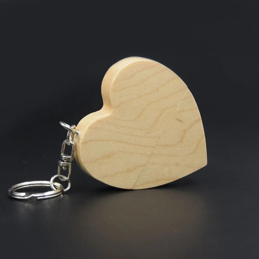 10/20/50 USB 3,0 con caja de madera modelo de corazón de amor unidad flash usb Memory Stick 64GB 16GB 32GB 4GB regalos de boda logotipo personalizado gratis