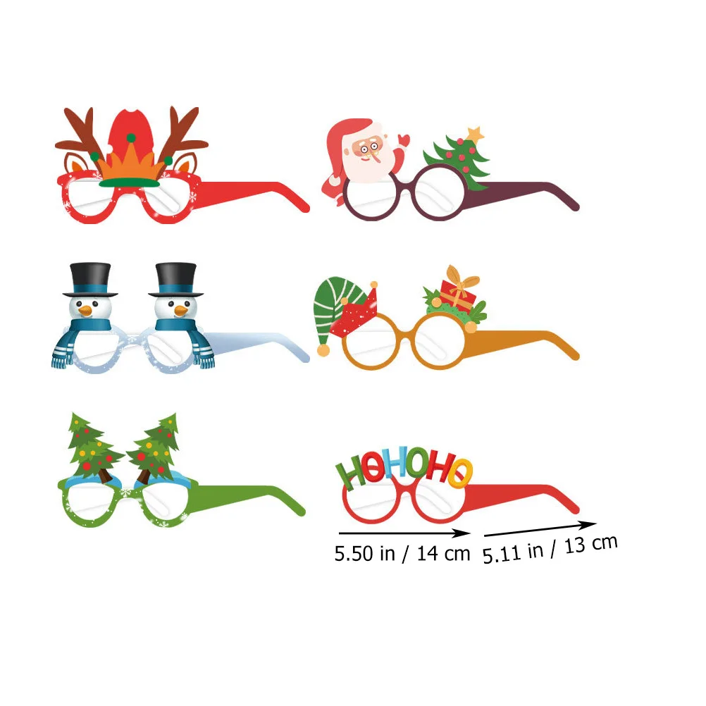 

12Pairs Xmas Paper Glasses Party Props Christmas Photo Frames Lightweight Decorative Holiday Glasses Eyeglasses Frame
