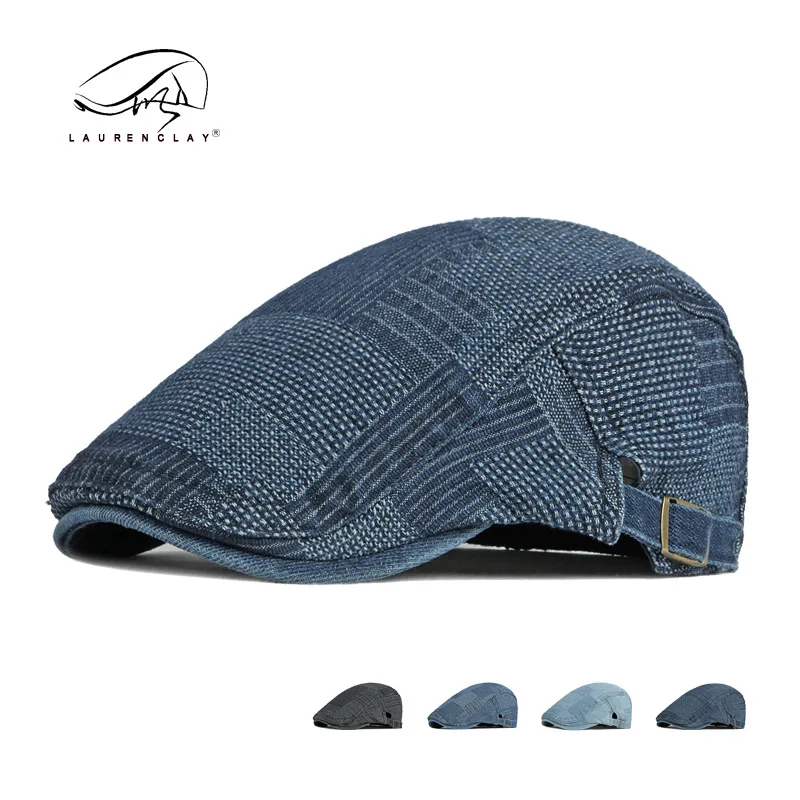 

Spring And Summer Washed Denim Beret Unisex British Retro Peaked Cap Casual Cool Painter Advance Hats