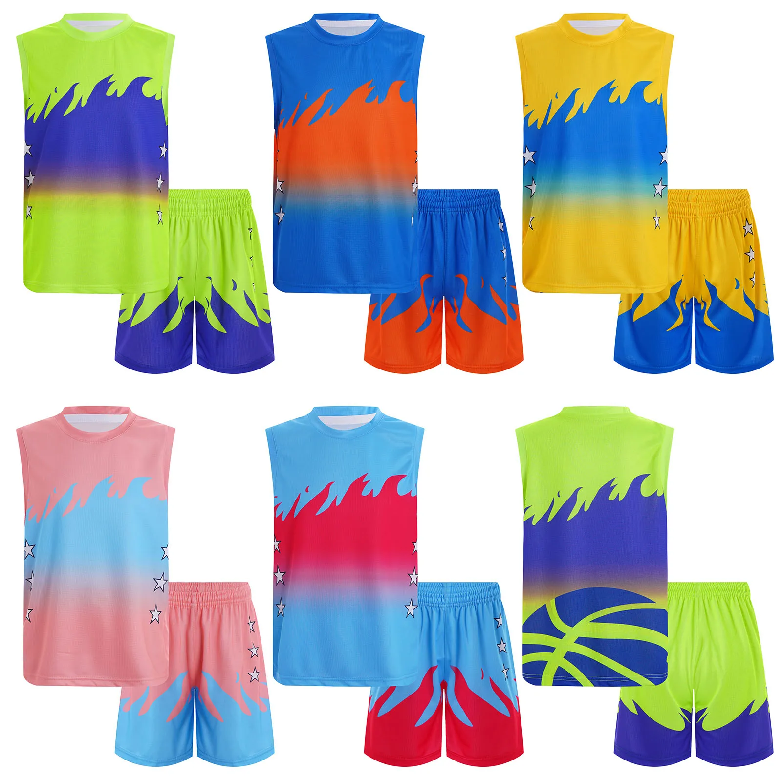 Kids Boys Two-piece Swimsuit Swimwear Tracksuit Soccer Training Uniform Sleeveless Tank Top with Drawstring Shorts Sports Outfit