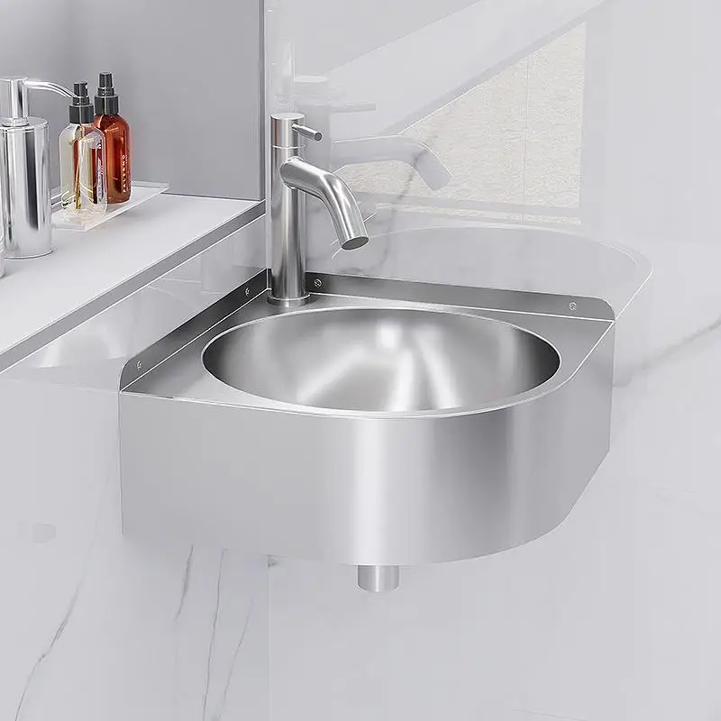 

304 stainless steel wall-mounted bathroom household small apartment triangular wash basin wall-mounted washbasin wash basin