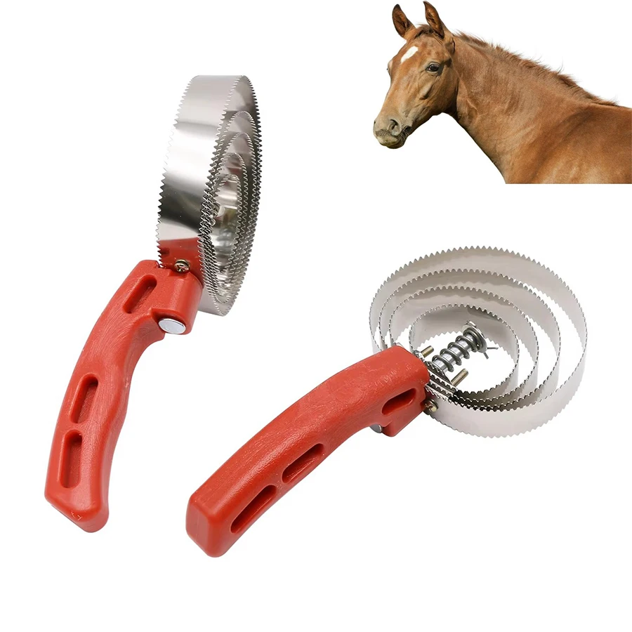 Peine de curry de doble cara, 4/5/6 anillos, peine de curry de acero inoxidable con agarre suave al tacto para vaca, oveja, perro, cabra, caballo