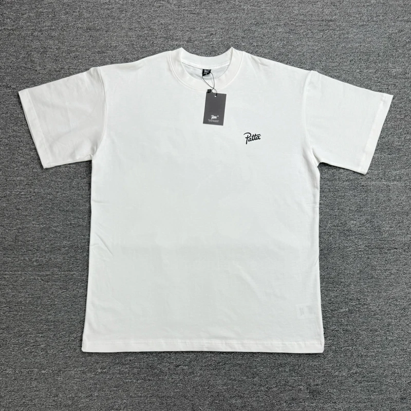 Loose Round Neck Patta Top Tee High Street Fun Print Retro Short-sleeved PATTA T-shirt Unisex Style