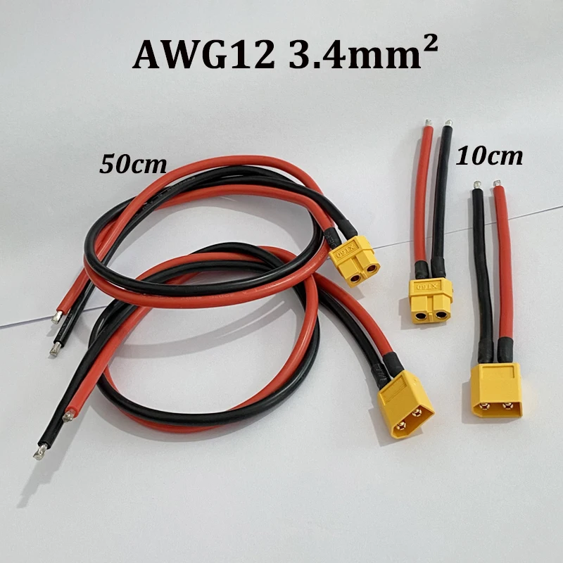XT60 Stecker-Buchse-Kabel AWG12/16 10-100cm 8mm Loch Kupferanschluss-Adapterkabel für RC FPV Drohne Auto Boot Lithium-Batterie ESC-Ladung – Detail 3